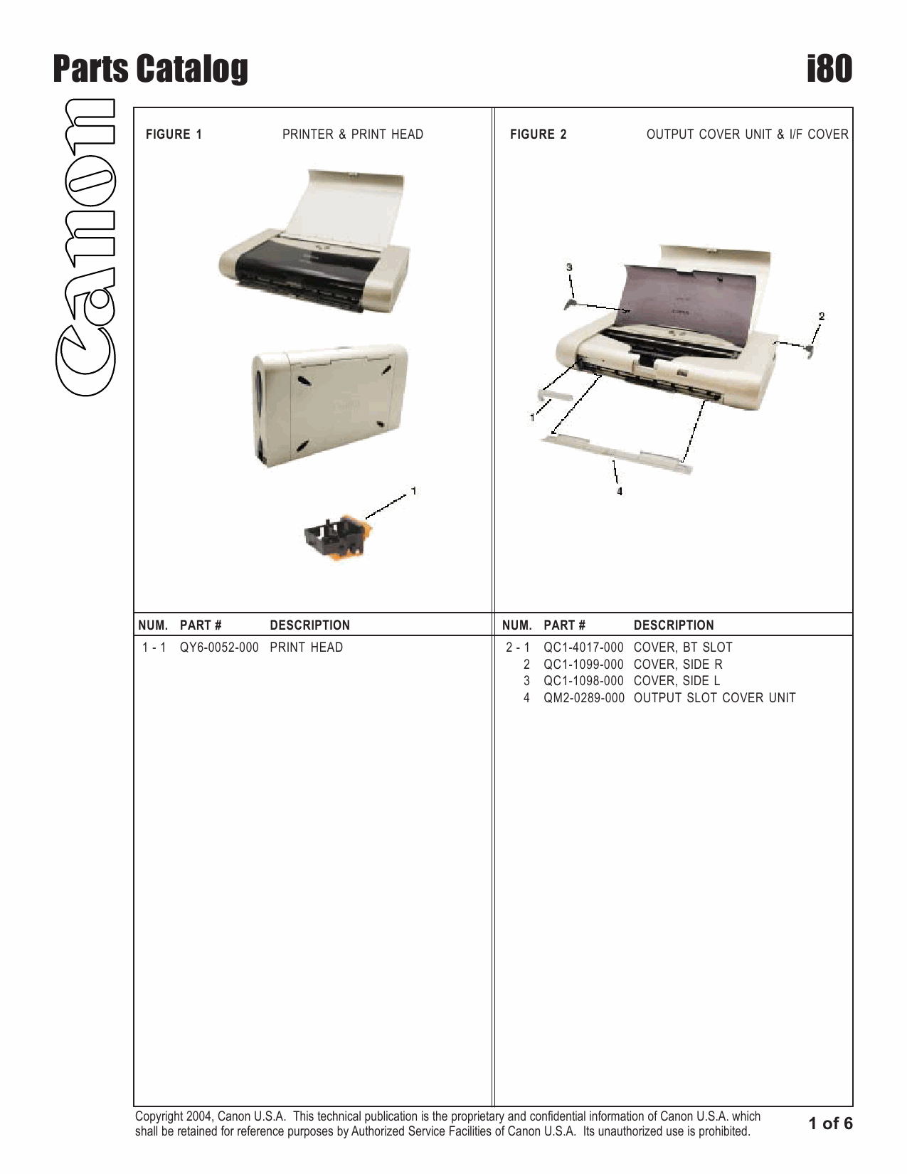 Canon PIXUS i80 80i Parts Catalog Manual-2
